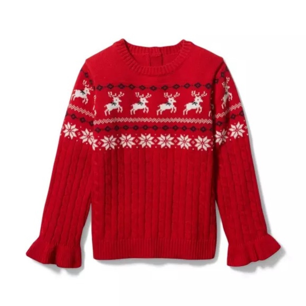 Janie and Jack | Girl’s Reindeer Sweater, 18-24m